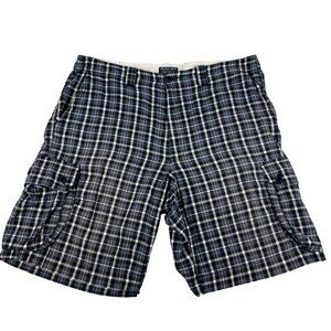 NEW Vintage Polo Ralph Lauren Jeans Company Cargo Shorts! 40 Black & Blue Plaid